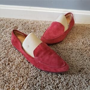 Kate Spade suede flat pointed toe loafer red leather classic 8.5